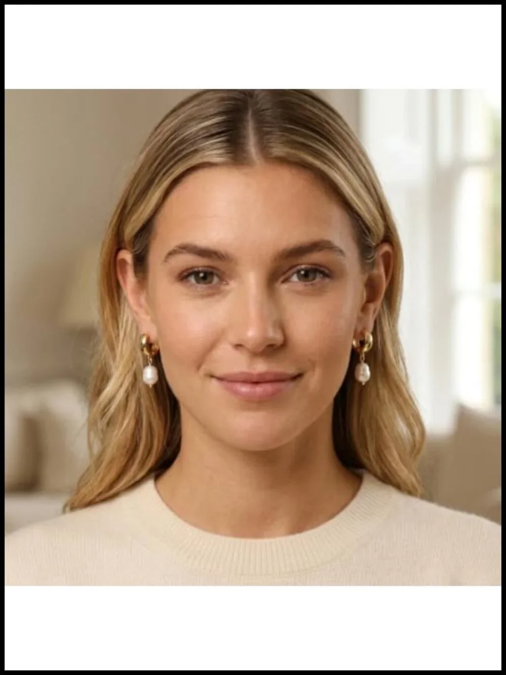 14K Gold Plated Chunky Hoop Earrings with Pearl Charms for Women Trendy Dangle